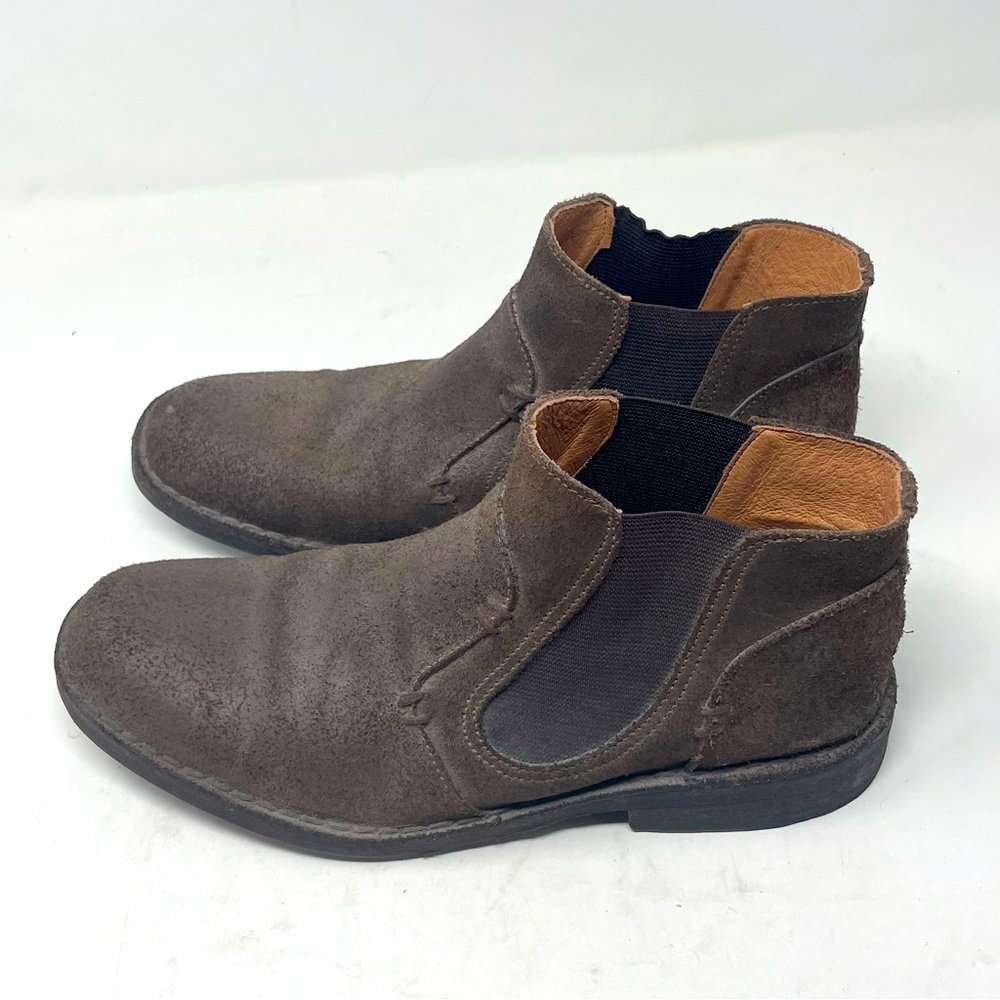 John Varvatos Collection Fleetwood Sharpei Chelsea Suede Leather Boots Brown 8